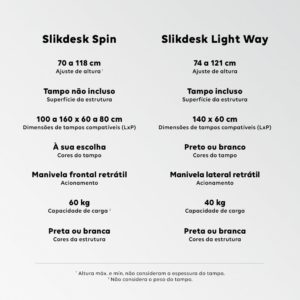compare Mesas Manuais: Slikdesk Spin x Slikdesk Light Way